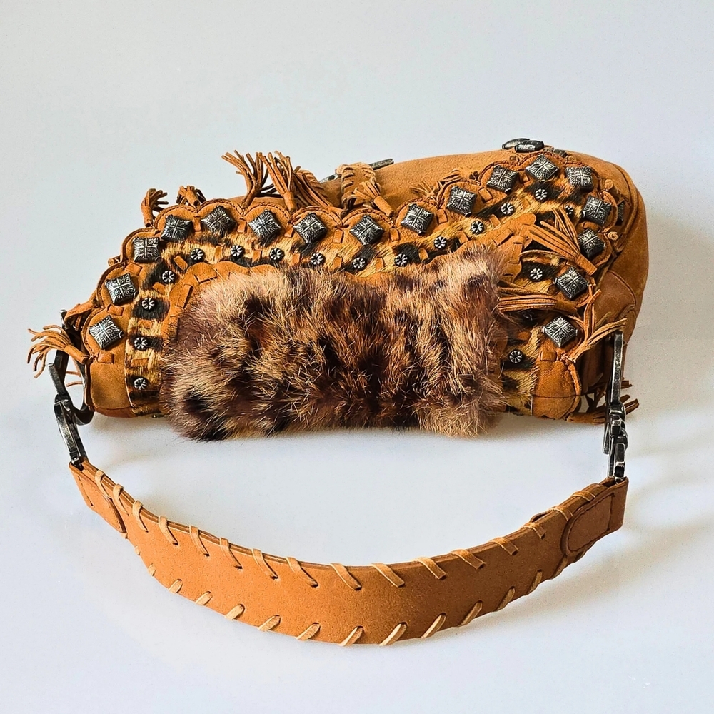 Dior Saddle Bag Limited Edition Studded Fur Trim - Picture 8 of 16